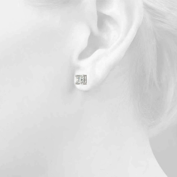 Solitaire Princess Cut Studs - Image 5