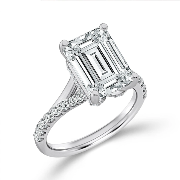 Diamond Bridal Set 0.75 ct tw Center Emerald 14k White Gold - Image 3