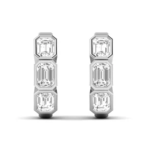 LGD 3-Stone Emerald Cut Hoop Earrings