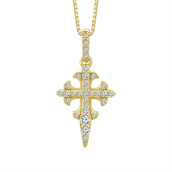 Diamond Cross Pendant 0.17 ct tw 10k Yellow Gold