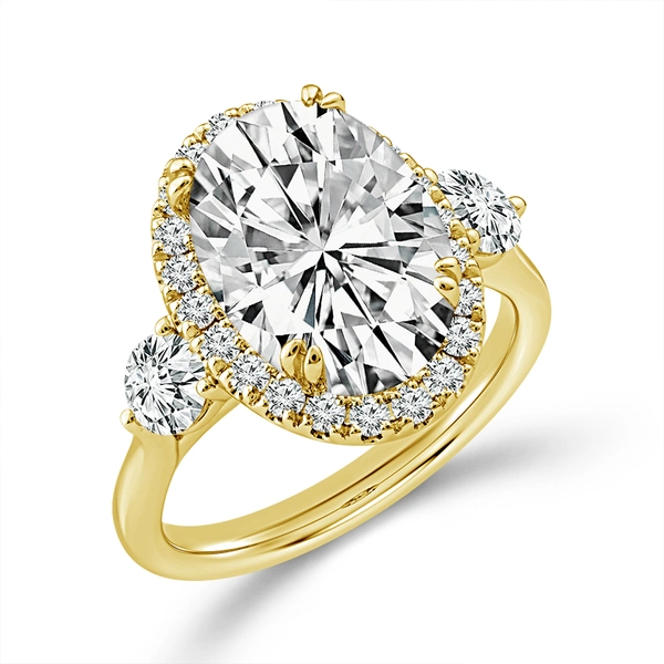 Diamond 3-Stone Ring 1 ct tw Center Oval 14k White Gold - Image 2